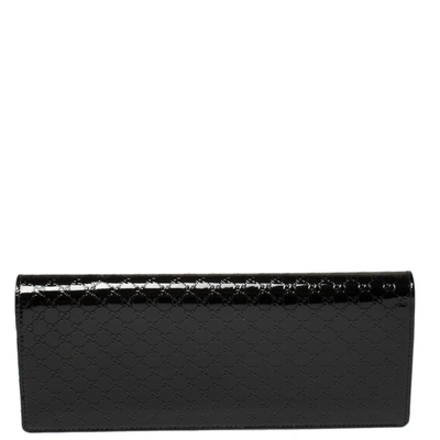 Pre-owned Gucci Black Microssima Patent Leather Broadway Clutch