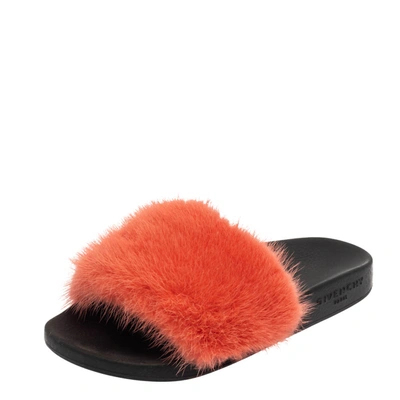 Pre-owned Givenchy Pink Fur Flat Slides Size 36