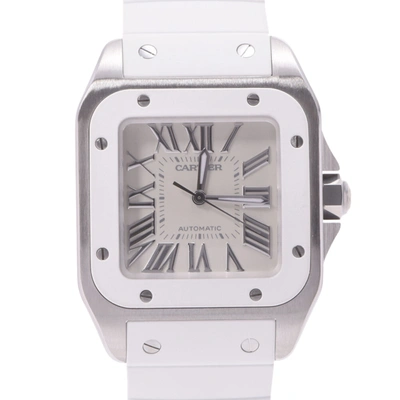 Pre-owned Cartier White Stainless Steel Santos 100 Mm W20129u2 Automatic Men's Wristwatch 37 Mm