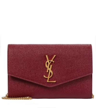 Saint Laurent Uptown Leather Clutch In Red