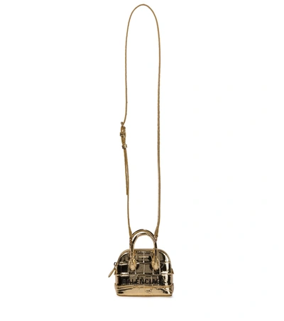 Balenciaga Ville Mini Leather Shoulder Bag In Gold