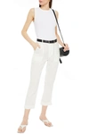 Frame Utility Linen Blend Crop Travel Pants In Off-white