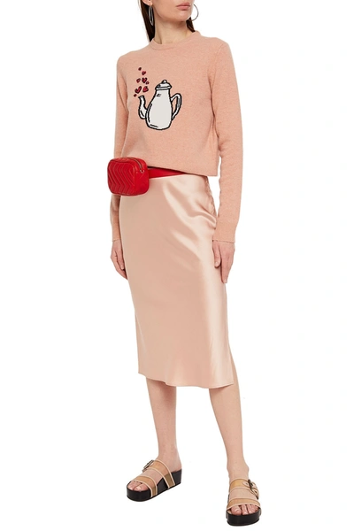 Markus Lupfer Sequin-embellished Intarsia Merino Wool Jumper In Blush