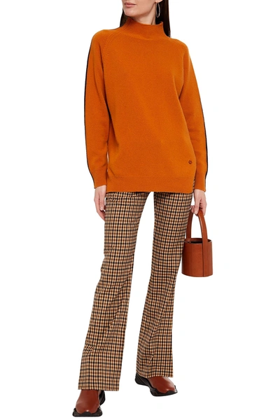 Markus Lupfer Two-tone Wool Turtleneck Jumper In Camel