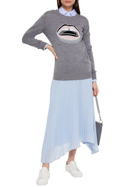Markus Lupfer Sequin-embellished Intarsia Merino Wool Jumper