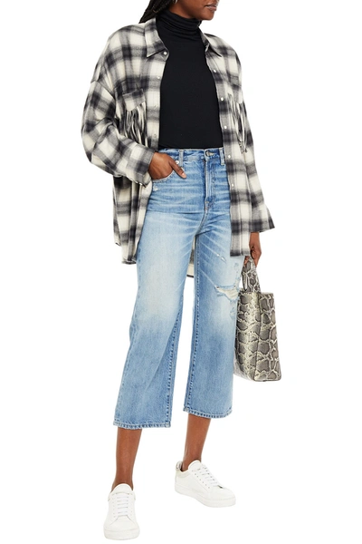 R13 Camille Cropped Distressed High-rise Straight-leg Jeans In Blue