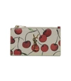 SAINT LAURENT Cherry Print Leather Credit Card Case