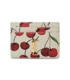 SAINT LAURENT Cherry Print Leather Credit Card Holder