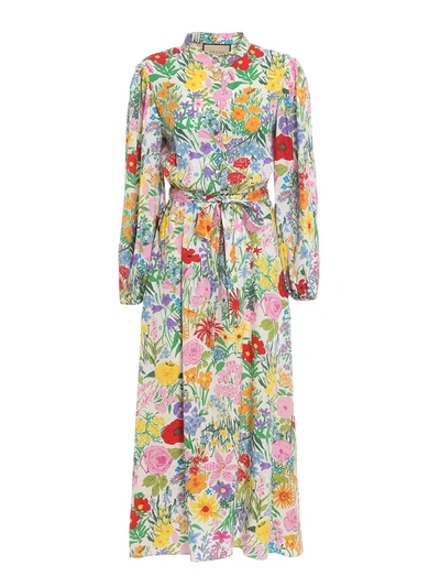 Gucci X Ken Scott Floral Print Silk Dress In Multicolour