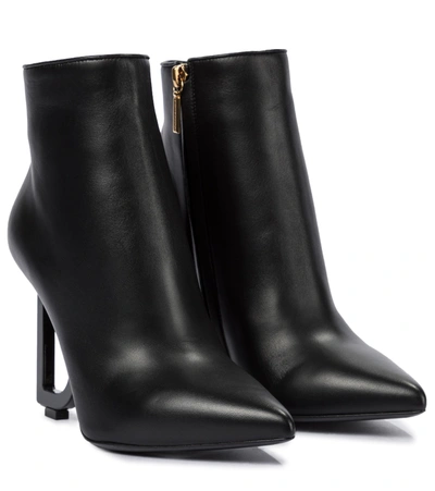 Dolce & Gabbana Leather Heel Ankle Boots 105 In Black