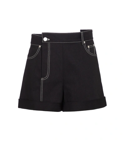 Monse Stretch Cotton-blend Asymmetric Shorts In Black