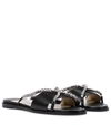 JIMMY CHOO AADI EMBELLISHED LEATHER SLIDES,P00546099