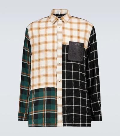 Loewe Anagram-patch Check Modal-blend Shirt In Multicolour
