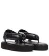 Miu Miu 40mm Padded Leather Thong Sandals In Black