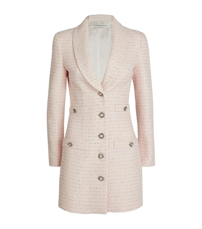 Alessandra Rich Light Pink Embellished Tweed Blazer Dress