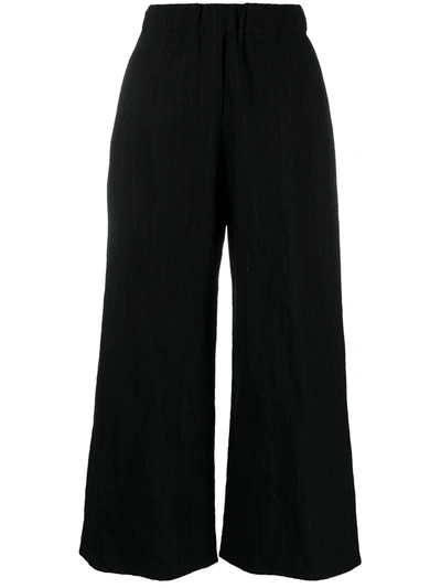 Loewe Pinstriped Wool-blend Wide-leg Trousers In Black