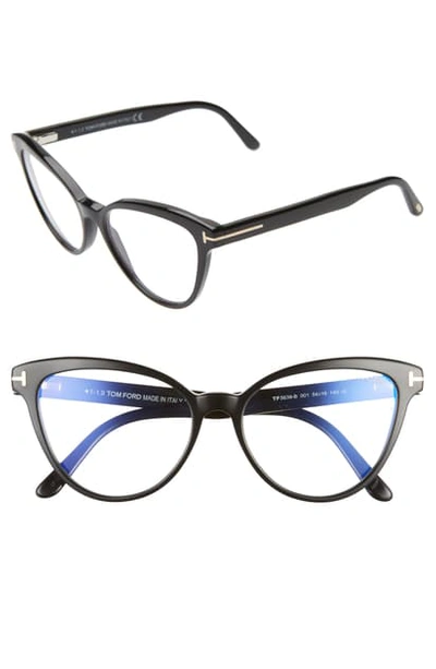 Tom Ford 54mm Blue Light Blocking Cat Eye Optical Glasses In Crystal/ Clear