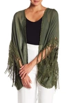 Forgotten Grace Crochet Fringe Cardigan In Olive