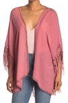 Forgotten Grace Crochet Fringe Cardigan In Dark Mauve