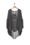 Forgotten Grace Crochet Fringe Cardigan In Charcoal