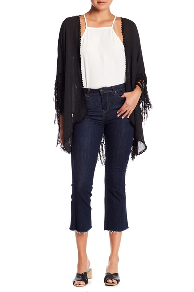 Forgotten Grace Crochet Fringe Cardigan In Black