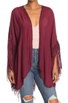 Forgotten Grace Crochet Fringe Cardigan In Burgundy