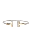 Meshmerise Two-tone Twisted Cable Cuff Bangle In Two Tone