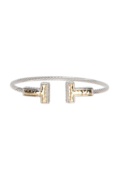 Meshmerise Two-tone Twisted Cable Cuff Bangle In Two Tone
