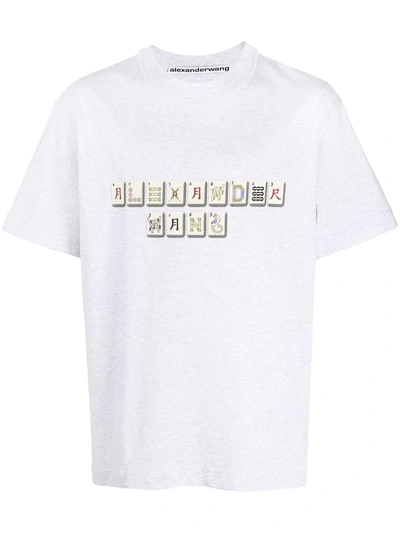 Alexander Wang Logo-print Cotton T-shirt In Grey