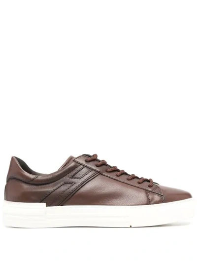 Hogan Rebel Side Logo-patch Sneakers In Brown