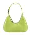 BY FAR BABY AMBER CROC PRINT LEATHER BAG IN GREEN