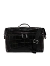 ALEXANDER MCQUEEN ALEXANDER MCQUEEN CROC PRINT LEATHER TOTE IN BLACK