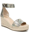 Franco Sarto Clemens Genuine Calf Hair Espadrille Wedge Sandal In Green Faux Snake