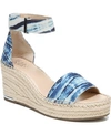 Franco Sarto Clemens Genuine Calf Hair Espadrille Wedge Sandal In Blue Fabric
