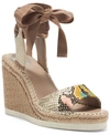 Vince Camuto Women's Bendsen Ankle-wrap Wedge Sandals Women's Shoes In Natural Multi/multi Natural/crepe
