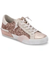 Dolce Vita Zina Lace-up Sneakers Women's Shoes In Rose Gold Glitter
