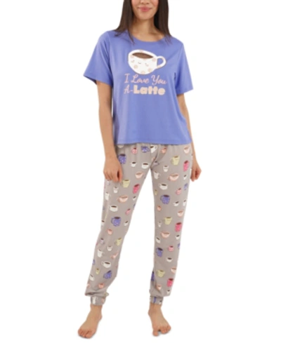 Munki Munki Nite Nite By  Latte Jogger Pants Pajama Set In Grey