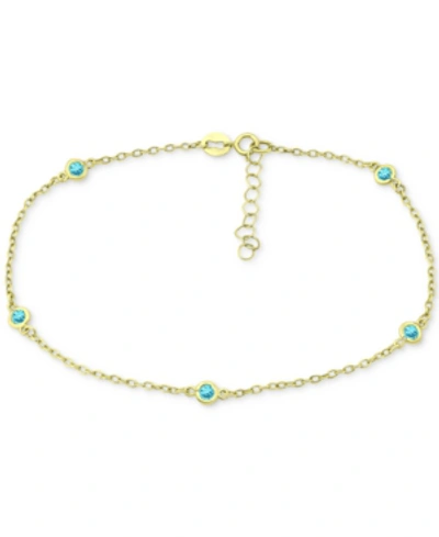 Giani Bernini Multi-stone Ankle Bracelet (also In Cubic Zirconia), Created For Macy's In Blue Gold Over Silver