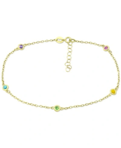 Giani Bernini Multi-stone Ankle Bracelet (also In Cubic Zirconia), Created For Macy's In Multi Gold Over Silver
