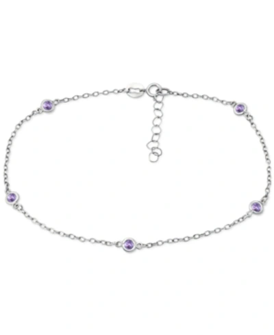 Giani Bernini Multi-stone Ankle Bracelet (also In Cubic Zirconia), Created For Macy's In Purple