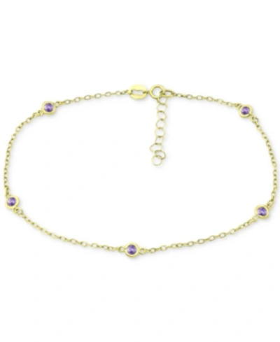 Giani Bernini Multi-stone Ankle Bracelet (also In Cubic Zirconia), Created For Macy's In Purple Gold Over Silver