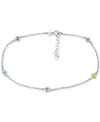 Giani Bernini Multi-stone Ankle Bracelet (also In Cubic Zirconia), Created For Macy's In Multi Silver