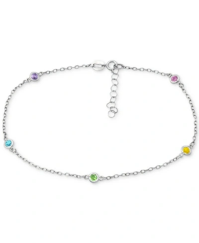 Giani Bernini Multi-stone Ankle Bracelet (also In Cubic Zirconia), Created For Macy's In Multi Silver