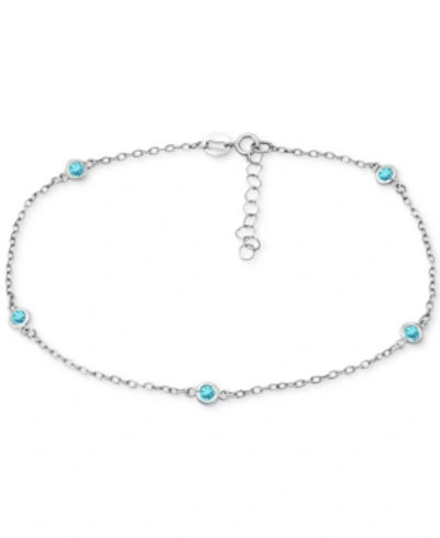 Giani Bernini Multi-stone Ankle Bracelet (also In Cubic Zirconia), Created For Macy's In Light Blue
