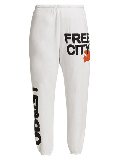 Free City Let's Go Logo Standard-fit Sweatpants In White Glow