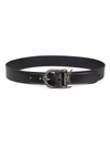 Saint Laurent Women's Monogram Celtic Leather Belt In Nero