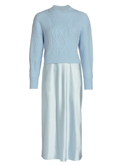 Dh New York Combo Midi Sweater Dress In Ice Blue