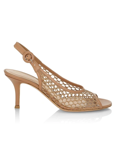 Gianvito Rossi Women's Mesh Leather Slingback Pumps In Praline