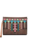 ETRO GEOMETRIC EMBROIDERY LEATHER CLUTCH