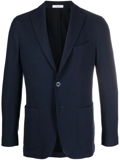 Boglioli Herringbone Single-breasted Blazer In Dark Blue